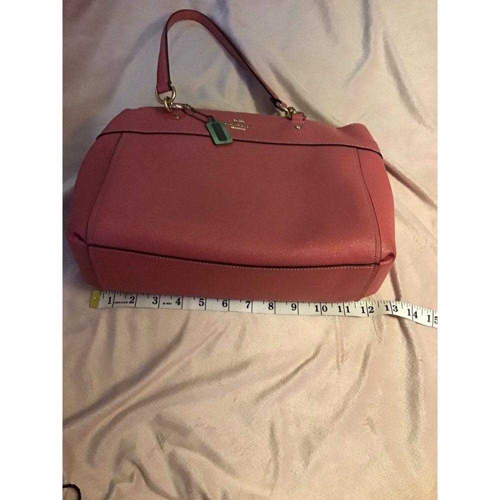 Women's Coach Rose Glitter Pink Leather Satchel Handbag Crossbody with Cloth Bag - Picture 5 of 16